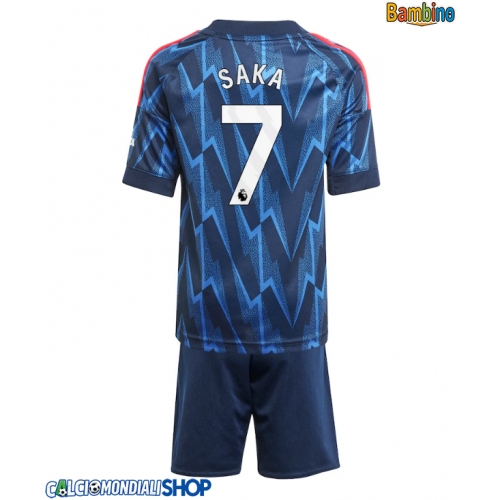 Maglie da calcio Arsenal Bukayo Saka #7 Seconda Maglia Bambino 2025-26 Manica Corta + Pantaloni corti)